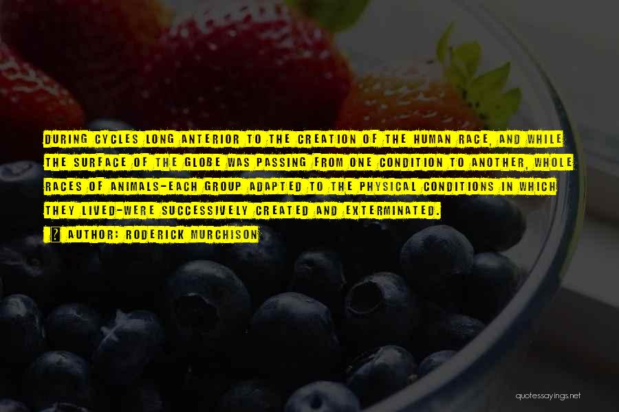 Roderick Murchison Quotes: During Cycles Long Anterior To The Creation Of The Human Race, And While The Surface Of The Globe Was Passing