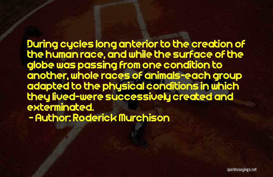 Roderick Murchison Quotes: During Cycles Long Anterior To The Creation Of The Human Race, And While The Surface Of The Globe Was Passing