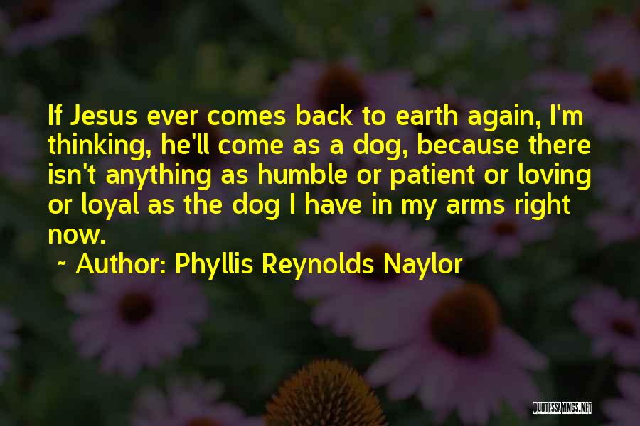 Phyllis Reynolds Naylor Quotes: If Jesus Ever Comes Back To Earth Again, I'm Thinking, He'll Come As A Dog, Because There Isn't Anything As