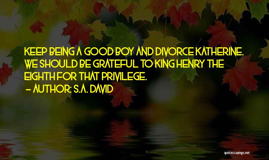 S.A. David Quotes: Keep Being A Good Boy And Divorce Katherine. We Should Be Grateful To King Henry The Eighth For That Privilege.