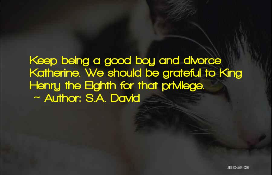 S.A. David Quotes: Keep Being A Good Boy And Divorce Katherine. We Should Be Grateful To King Henry The Eighth For That Privilege.