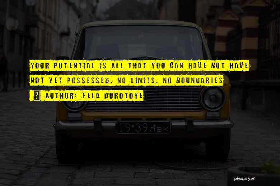 Fela Durotoye Quotes: Your Potential Is All That You Can Have But Have Not Yet Possessed. No Limits. No Boundaries