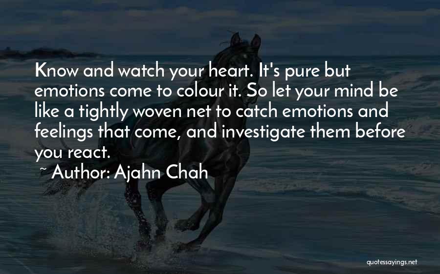 Ajahn Chah Quotes: Know And Watch Your Heart. It's Pure But Emotions Come To Colour It. So Let Your Mind Be Like A