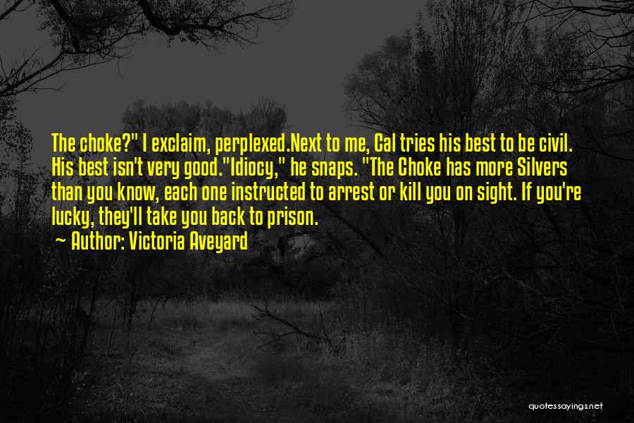 Victoria Aveyard Quotes: The Choke? I Exclaim, Perplexed.next To Me, Cal Tries His Best To Be Civil. His Best Isn't Very Good.idiocy, He