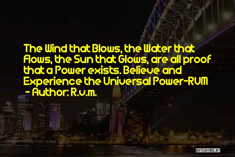 R.v.m. Quotes: The Wind That Blows, The Water That Flows, The Sun That Glows, Are All Proof That A Power Exists. Believe