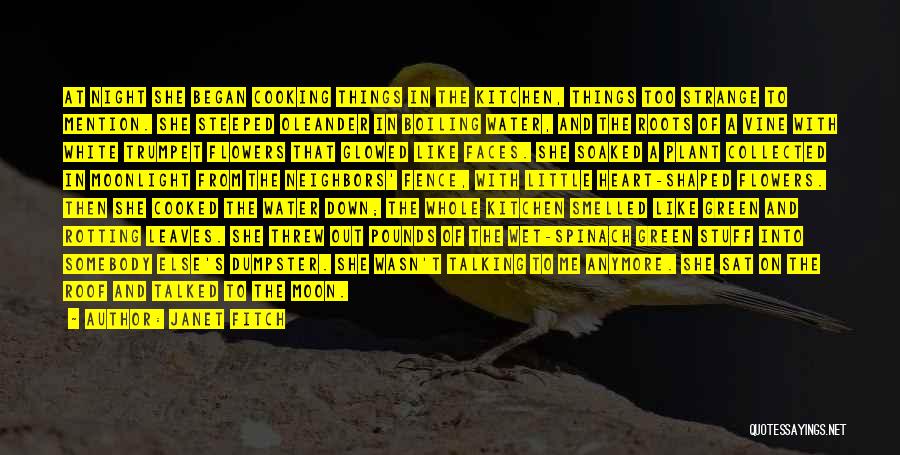 Janet Fitch Quotes: At Night She Began Cooking Things In The Kitchen, Things Too Strange To Mention. She Steeped Oleander In Boiling Water,