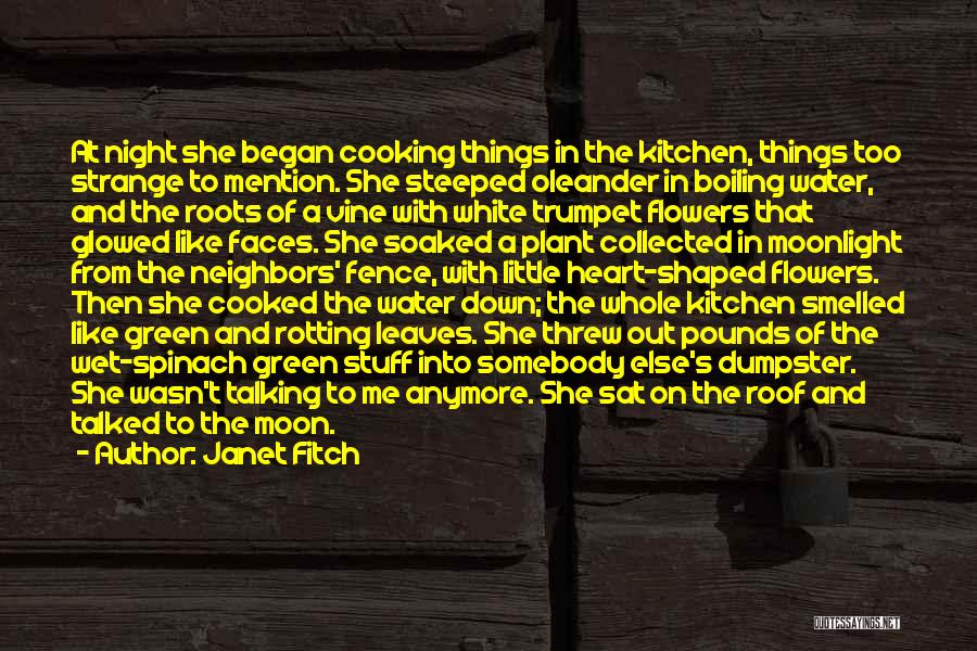 Janet Fitch Quotes: At Night She Began Cooking Things In The Kitchen, Things Too Strange To Mention. She Steeped Oleander In Boiling Water,