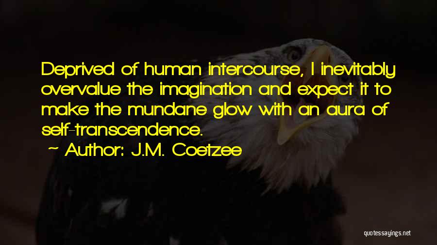 J.M. Coetzee Quotes: Deprived Of Human Intercourse, I Inevitably Overvalue The Imagination And Expect It To Make The Mundane Glow With An Aura