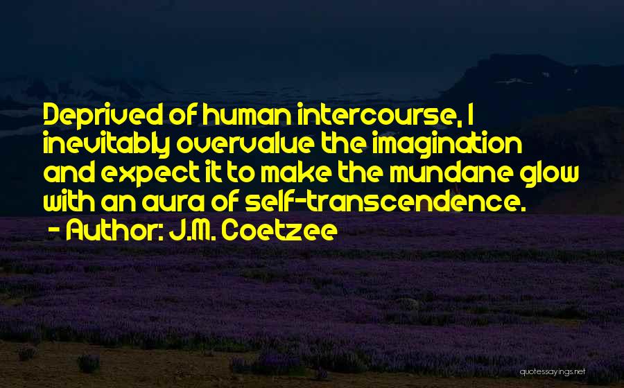 J.M. Coetzee Quotes: Deprived Of Human Intercourse, I Inevitably Overvalue The Imagination And Expect It To Make The Mundane Glow With An Aura