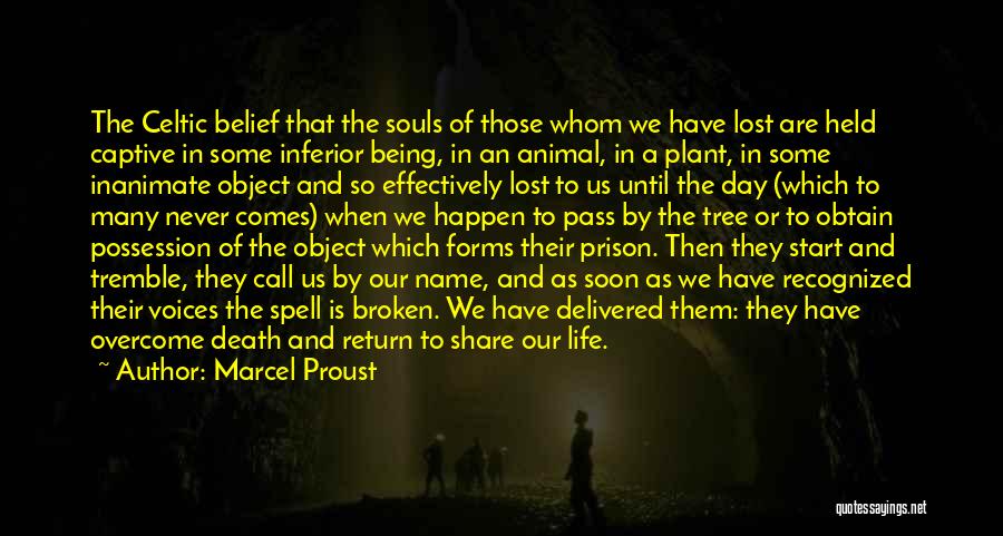 Marcel Proust Quotes: The Celtic Belief That The Souls Of Those Whom We Have Lost Are Held Captive In Some Inferior Being, In