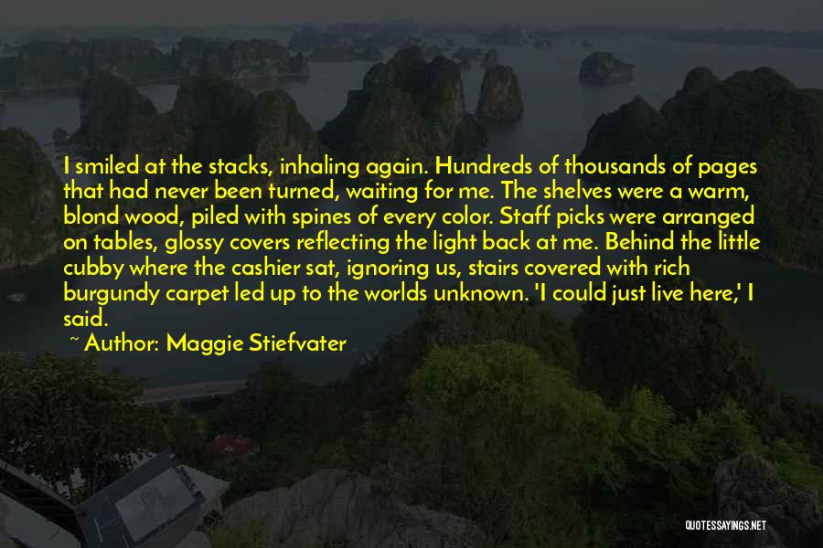 Maggie Stiefvater Quotes: I Smiled At The Stacks, Inhaling Again. Hundreds Of Thousands Of Pages That Had Never Been Turned, Waiting For Me.