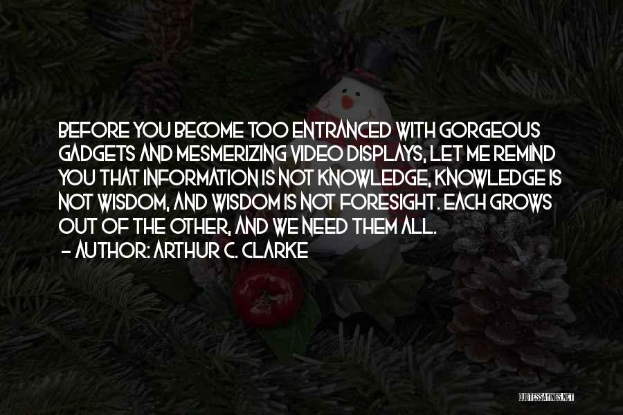 Arthur C. Clarke Quotes: Before You Become Too Entranced With Gorgeous Gadgets And Mesmerizing Video Displays, Let Me Remind You That Information Is Not