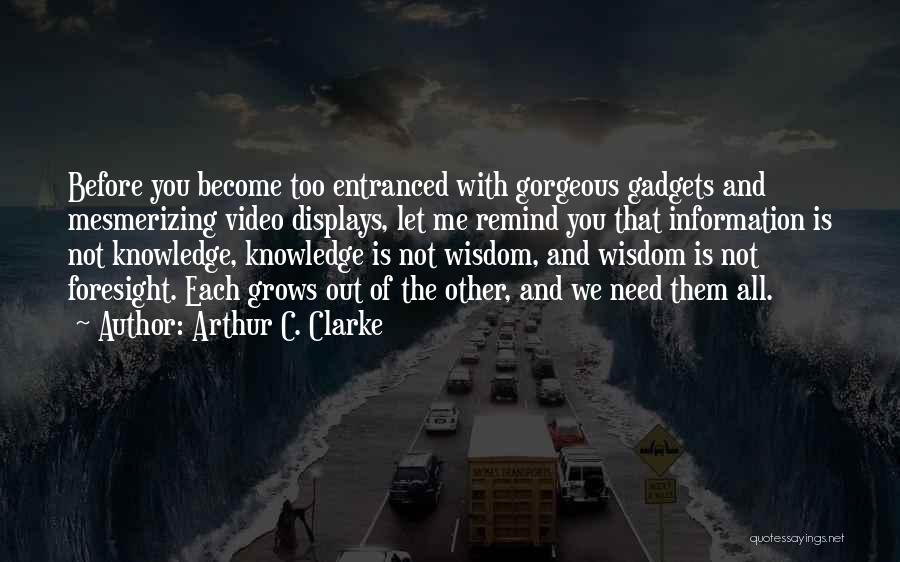 Arthur C. Clarke Quotes: Before You Become Too Entranced With Gorgeous Gadgets And Mesmerizing Video Displays, Let Me Remind You That Information Is Not