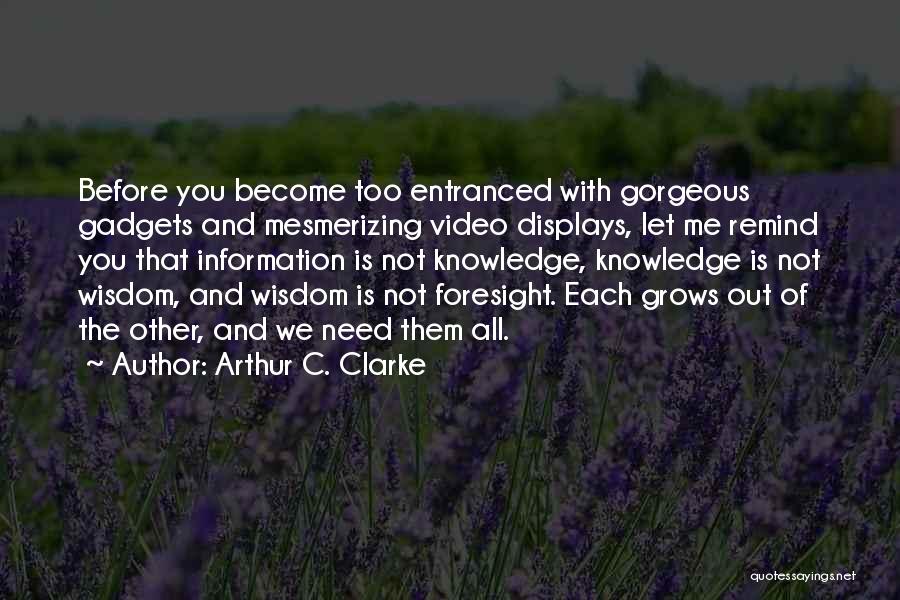 Arthur C. Clarke Quotes: Before You Become Too Entranced With Gorgeous Gadgets And Mesmerizing Video Displays, Let Me Remind You That Information Is Not