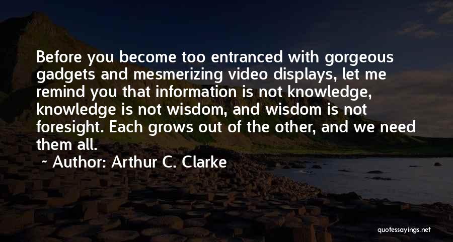 Arthur C. Clarke Quotes: Before You Become Too Entranced With Gorgeous Gadgets And Mesmerizing Video Displays, Let Me Remind You That Information Is Not