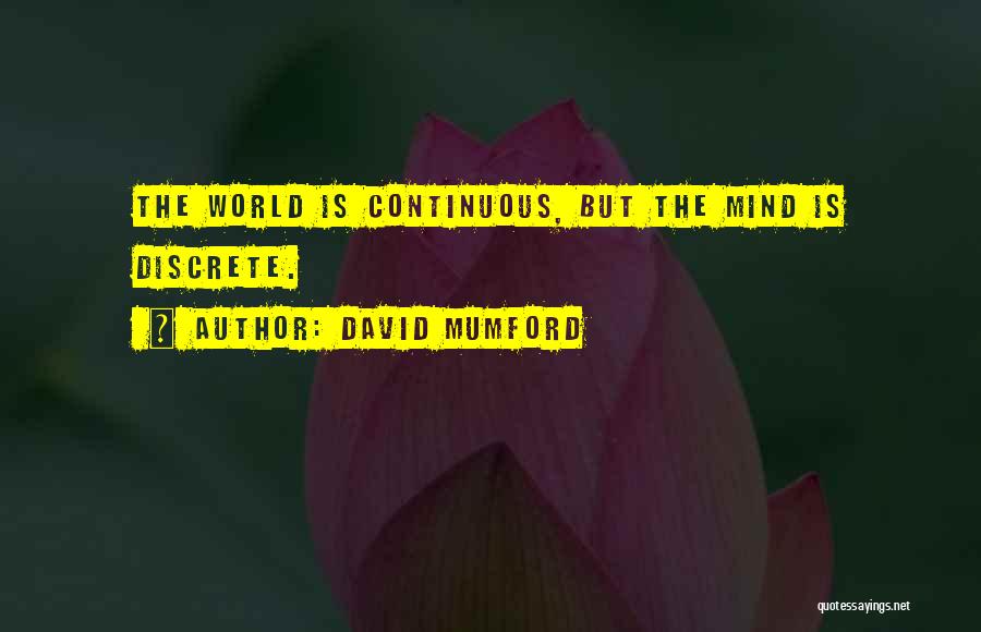 David Mumford Quotes: The World Is Continuous, But The Mind Is Discrete.