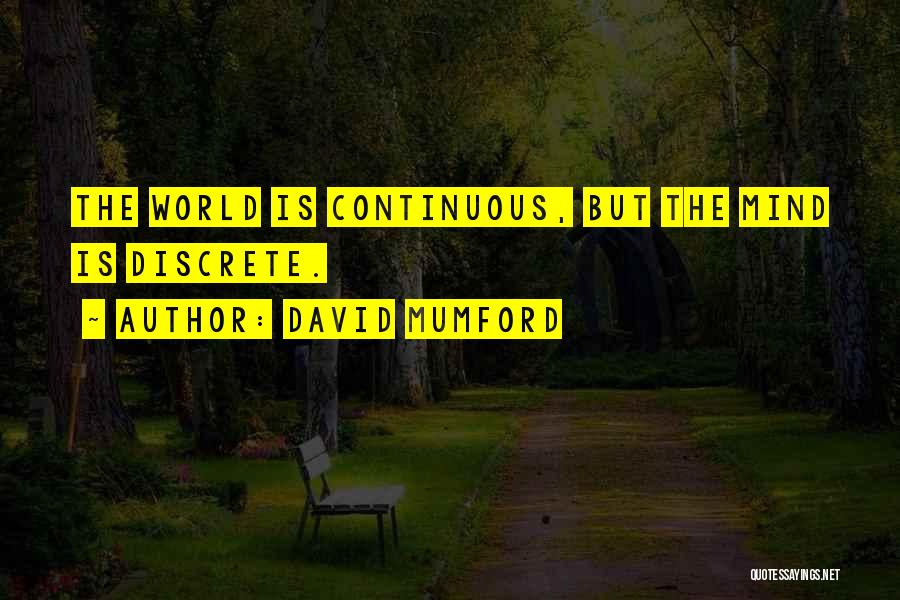 David Mumford Quotes: The World Is Continuous, But The Mind Is Discrete.