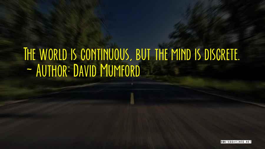 David Mumford Quotes: The World Is Continuous, But The Mind Is Discrete.