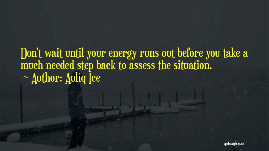 Auliq Ice Quotes: Don't Wait Until Your Energy Runs Out Before You Take A Much Needed Step Back To Assess The Situation.