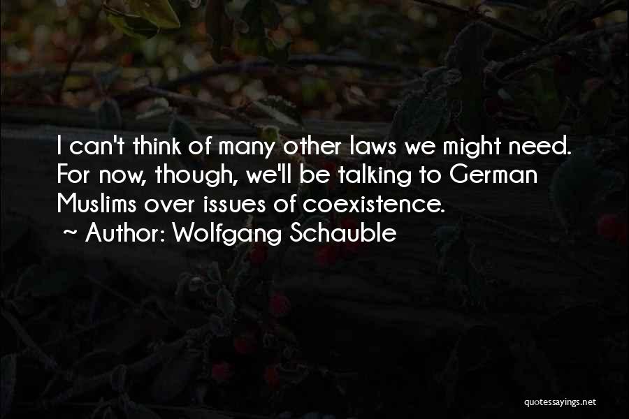 Wolfgang Schauble Quotes: I Can't Think Of Many Other Laws We Might Need. For Now, Though, We'll Be Talking To German Muslims Over