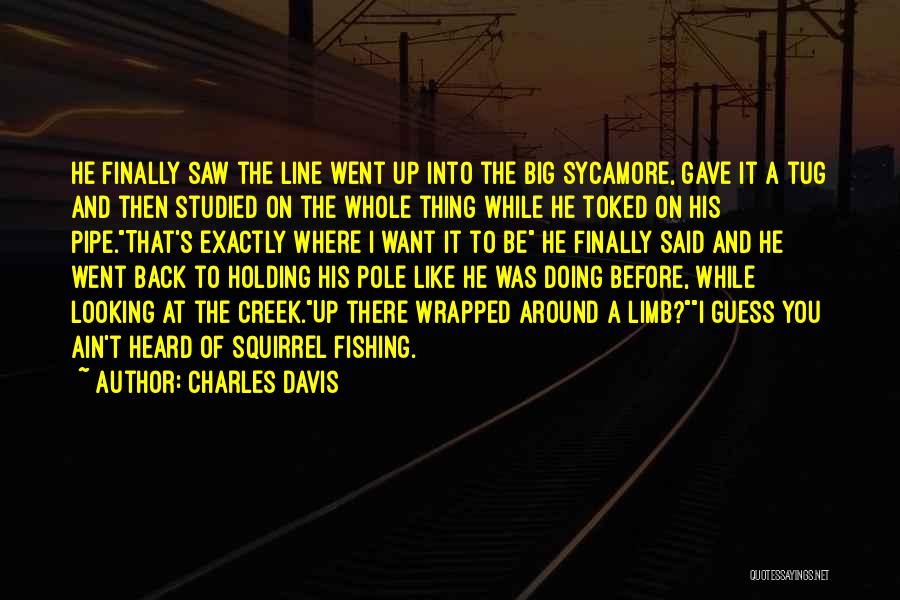 Charles Davis Quotes: He Finally Saw The Line Went Up Into The Big Sycamore, Gave It A Tug And Then Studied On The