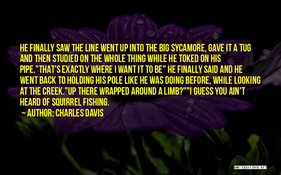 Charles Davis Quotes: He Finally Saw The Line Went Up Into The Big Sycamore, Gave It A Tug And Then Studied On The