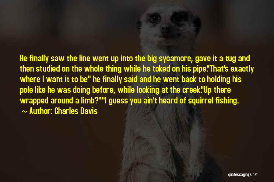 Charles Davis Quotes: He Finally Saw The Line Went Up Into The Big Sycamore, Gave It A Tug And Then Studied On The