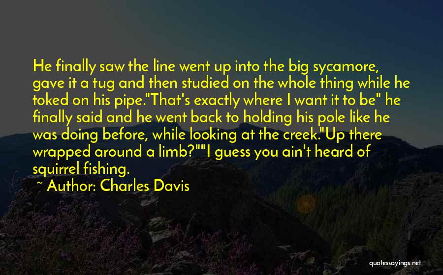 Charles Davis Quotes: He Finally Saw The Line Went Up Into The Big Sycamore, Gave It A Tug And Then Studied On The