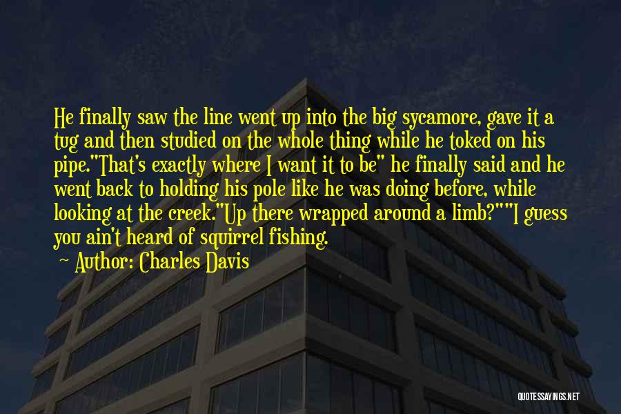 Charles Davis Quotes: He Finally Saw The Line Went Up Into The Big Sycamore, Gave It A Tug And Then Studied On The