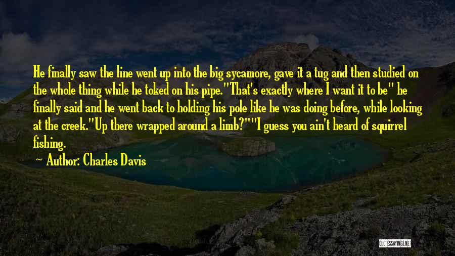 Charles Davis Quotes: He Finally Saw The Line Went Up Into The Big Sycamore, Gave It A Tug And Then Studied On The