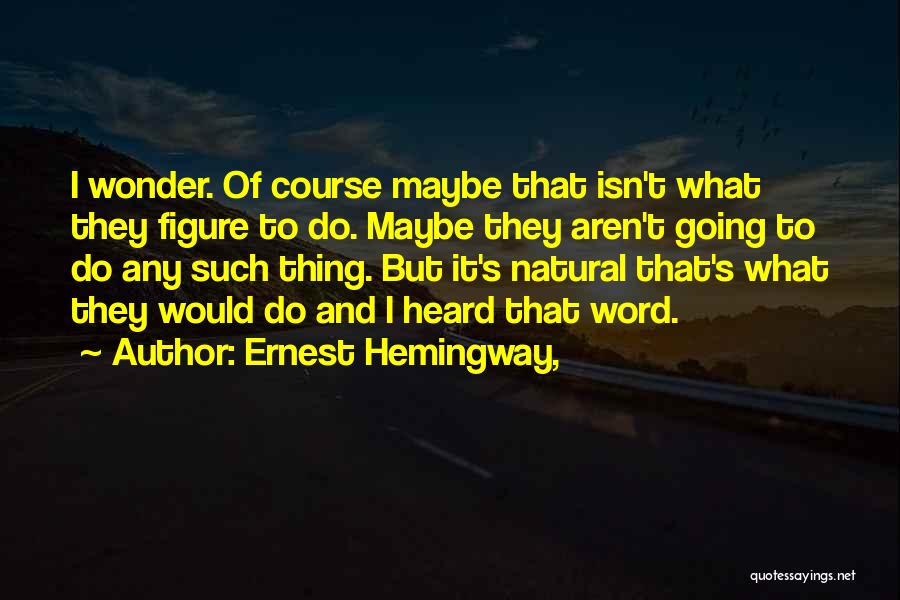 Ernest Hemingway, Quotes: I Wonder. Of Course Maybe That Isn't What They Figure To Do. Maybe They Aren't Going To Do Any Such