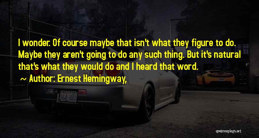 Ernest Hemingway, Quotes: I Wonder. Of Course Maybe That Isn't What They Figure To Do. Maybe They Aren't Going To Do Any Such