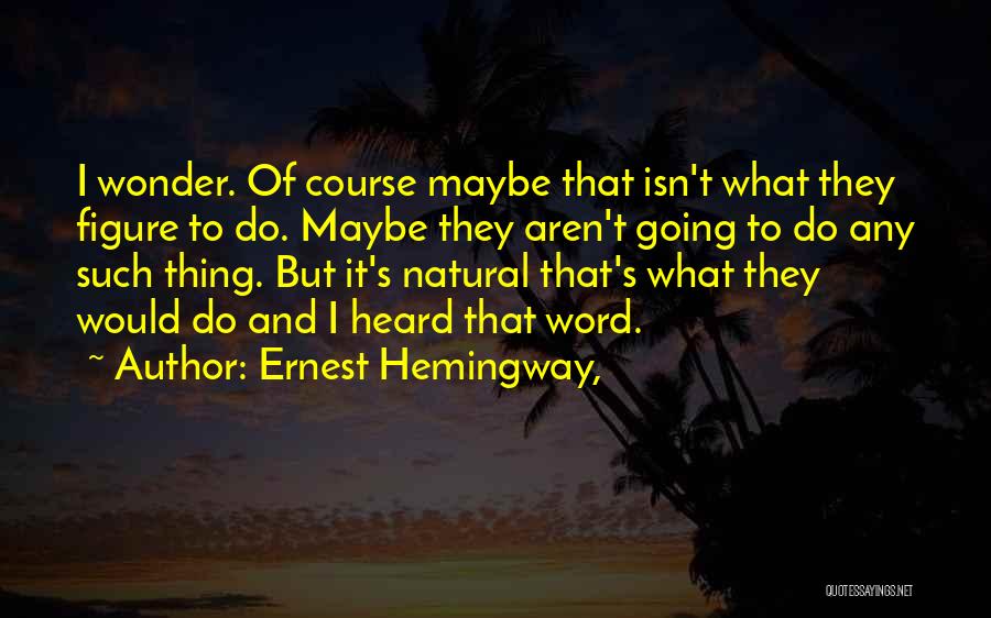 Ernest Hemingway, Quotes: I Wonder. Of Course Maybe That Isn't What They Figure To Do. Maybe They Aren't Going To Do Any Such