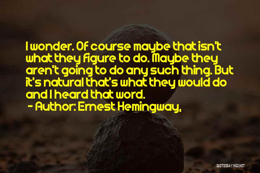 Ernest Hemingway, Quotes: I Wonder. Of Course Maybe That Isn't What They Figure To Do. Maybe They Aren't Going To Do Any Such