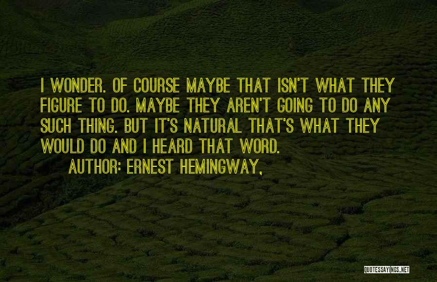 Ernest Hemingway, Quotes: I Wonder. Of Course Maybe That Isn't What They Figure To Do. Maybe They Aren't Going To Do Any Such