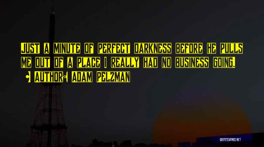 Adam Pelzman Quotes: Just A Minute Of Perfect Darkness Before He Pulls Me Out Of A Place I Really Had No Business Going.