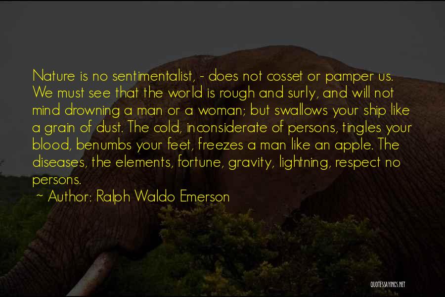 Ralph Waldo Emerson Quotes: Nature Is No Sentimentalist, - Does Not Cosset Or Pamper Us. We Must See That The World Is Rough And