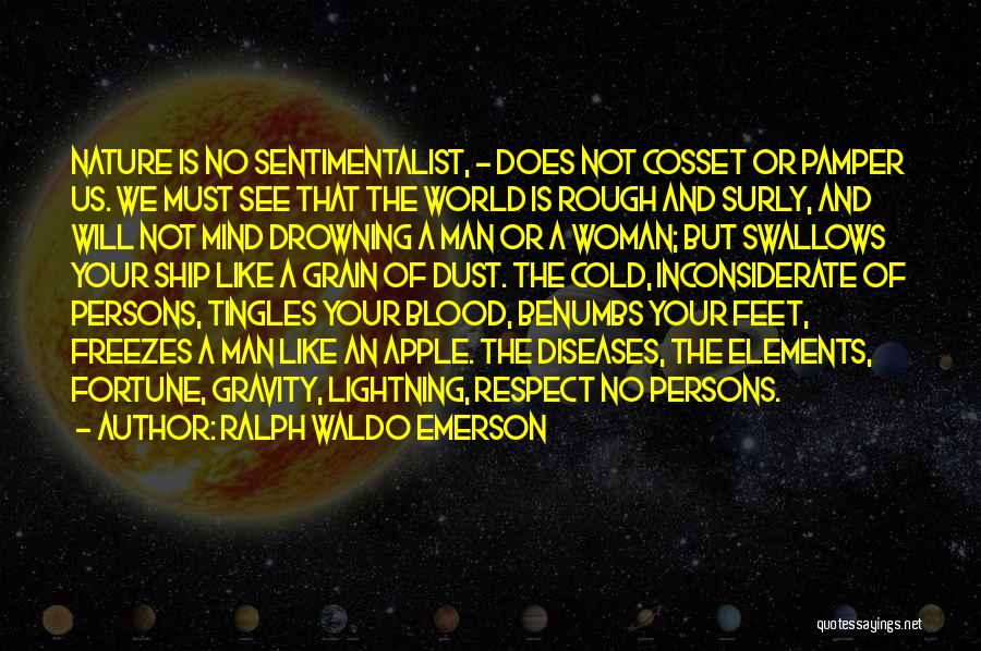 Ralph Waldo Emerson Quotes: Nature Is No Sentimentalist, - Does Not Cosset Or Pamper Us. We Must See That The World Is Rough And