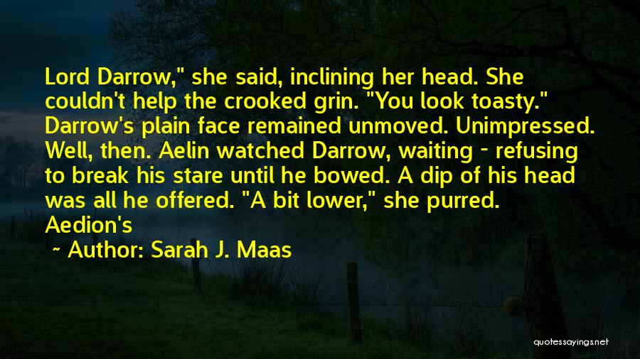 Sarah J. Maas Quotes: Lord Darrow, She Said, Inclining Her Head. She Couldn't Help The Crooked Grin. You Look Toasty. Darrow's Plain Face Remained