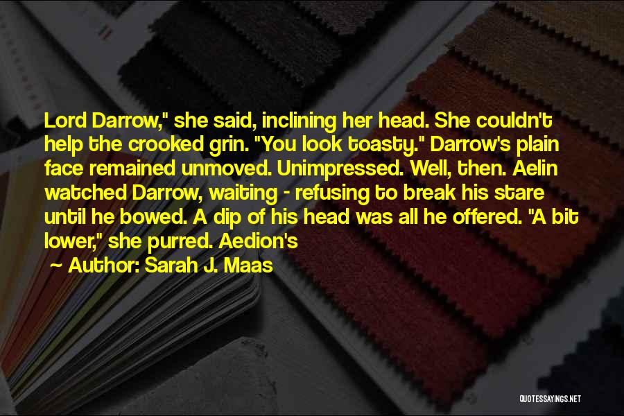 Sarah J. Maas Quotes: Lord Darrow, She Said, Inclining Her Head. She Couldn't Help The Crooked Grin. You Look Toasty. Darrow's Plain Face Remained