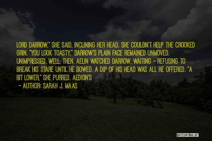 Sarah J. Maas Quotes: Lord Darrow, She Said, Inclining Her Head. She Couldn't Help The Crooked Grin. You Look Toasty. Darrow's Plain Face Remained