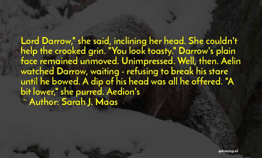 Sarah J. Maas Quotes: Lord Darrow, She Said, Inclining Her Head. She Couldn't Help The Crooked Grin. You Look Toasty. Darrow's Plain Face Remained