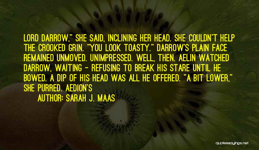 Sarah J. Maas Quotes: Lord Darrow, She Said, Inclining Her Head. She Couldn't Help The Crooked Grin. You Look Toasty. Darrow's Plain Face Remained