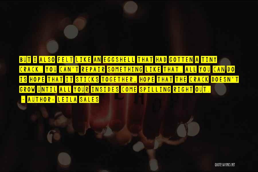 Leila Sales Quotes: But I Also Felt Like An Eggshell That Had Gotten A Tiny Crack. You Can't Repair Something Like That. All