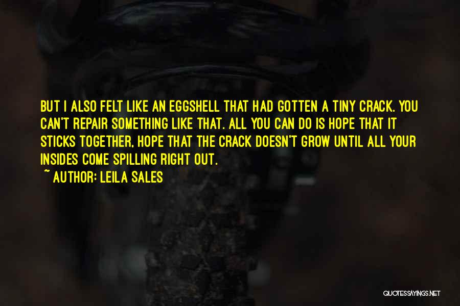 Leila Sales Quotes: But I Also Felt Like An Eggshell That Had Gotten A Tiny Crack. You Can't Repair Something Like That. All