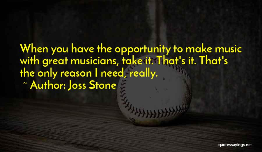 Joss Stone Quotes: When You Have The Opportunity To Make Music With Great Musicians, Take It. That's It. That's The Only Reason I