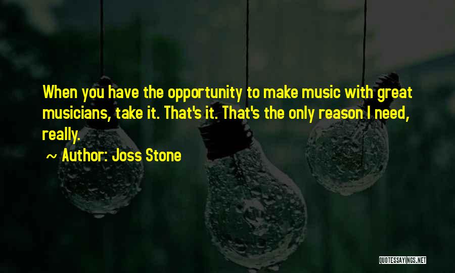 Joss Stone Quotes: When You Have The Opportunity To Make Music With Great Musicians, Take It. That's It. That's The Only Reason I