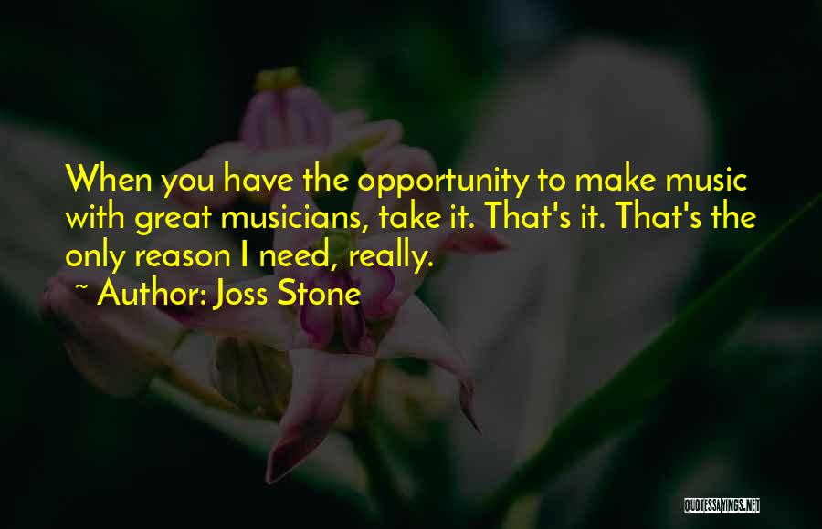 Joss Stone Quotes: When You Have The Opportunity To Make Music With Great Musicians, Take It. That's It. That's The Only Reason I