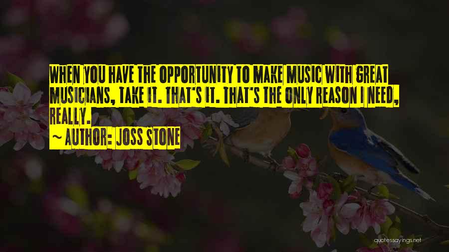 Joss Stone Quotes: When You Have The Opportunity To Make Music With Great Musicians, Take It. That's It. That's The Only Reason I
