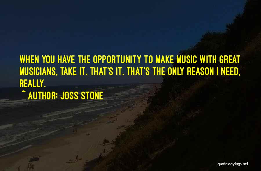 Joss Stone Quotes: When You Have The Opportunity To Make Music With Great Musicians, Take It. That's It. That's The Only Reason I